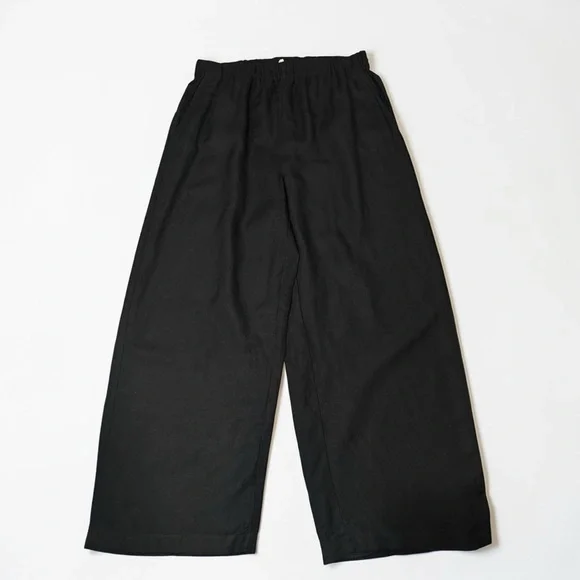 Madewell Black Breezewoven Pull-On High-Rise Straight Linen Blend Pants - Medium - Picture 7 of 11
